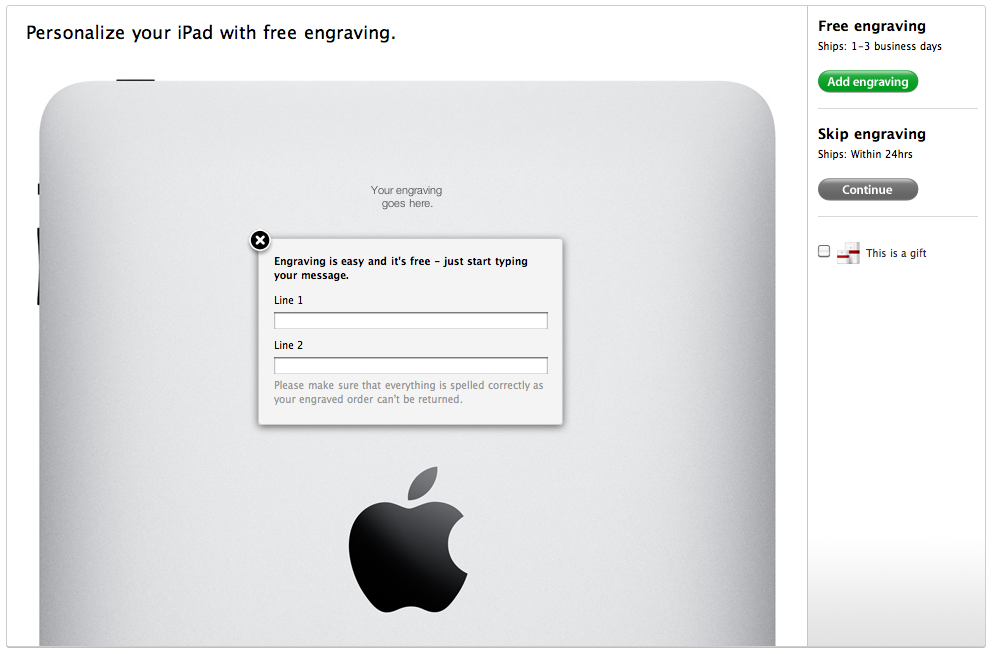 how much does it cost to engrave an ipad