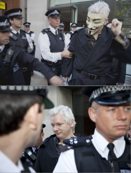 Julian Assange shows up at Occupy London wearing an Anonymous mask ...