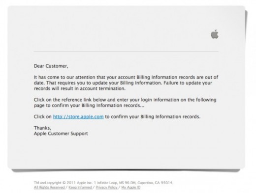 apple phishing 600x454 520x393 Christmas day phishing scam hopes to capitalize on new Apple product owners