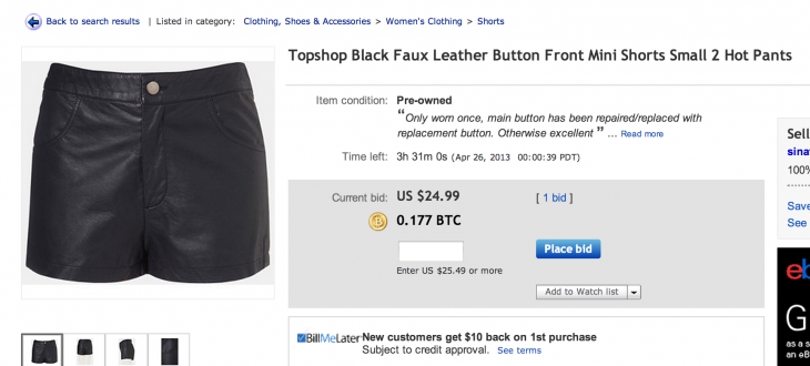 hotpants 730x330 This new Web mod shows you Bitcoin prices for eBay auctions