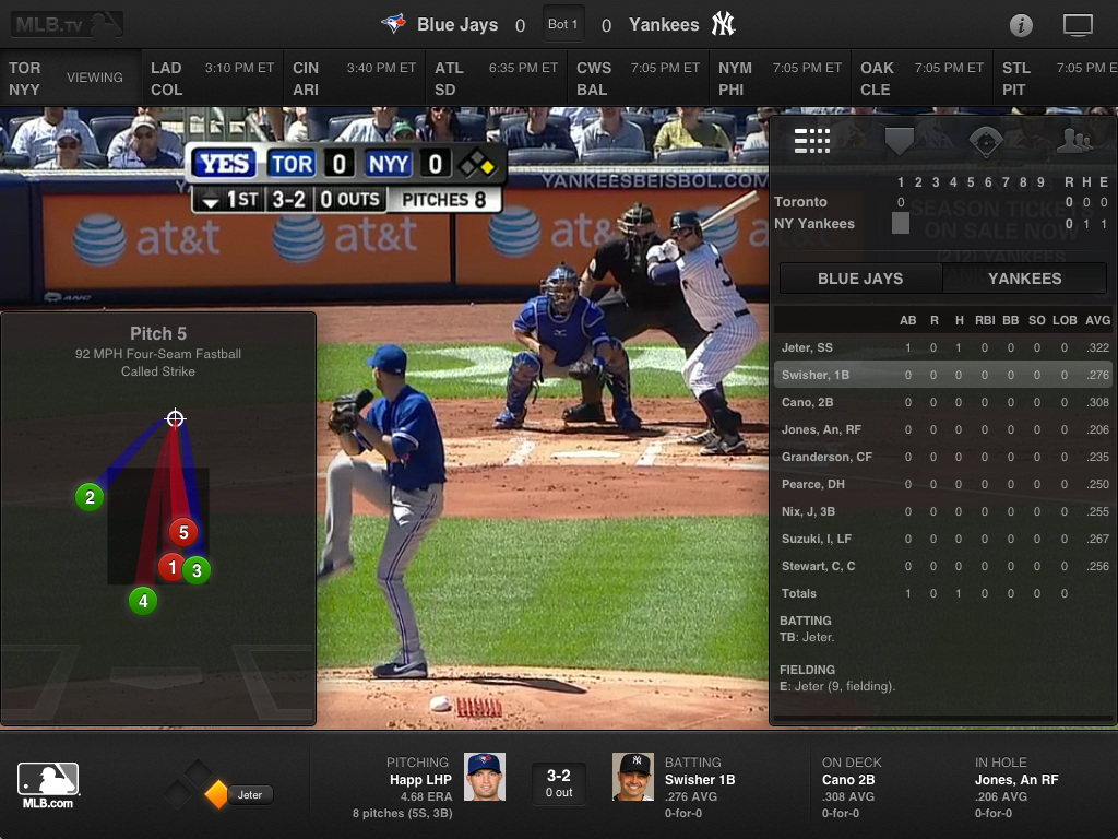 MLB At Bat Gets Live Overlay of Gameday Stats Onto TV Broadcast