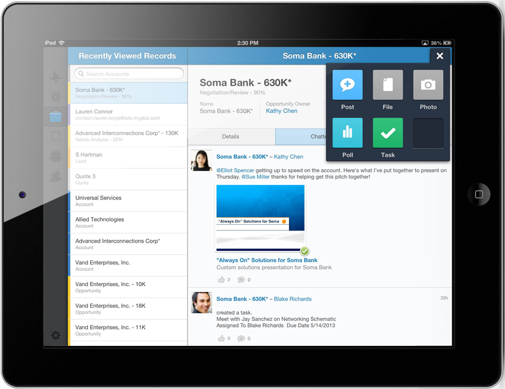 mobile salesforce chatter ipad app ios sharing enterprise its