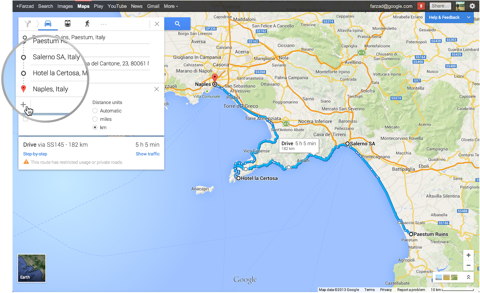 travel directions google